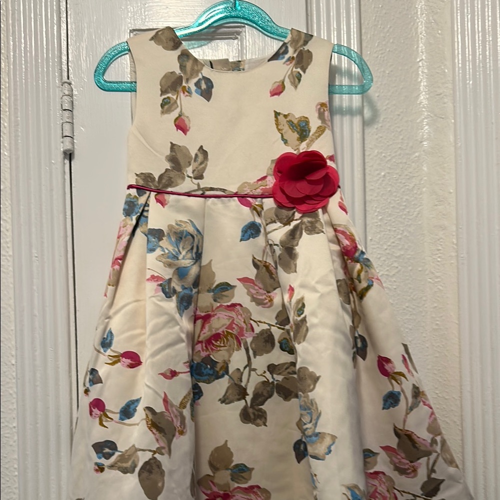 Cream Pleated Embellished A-line Dress for Wedding Guest